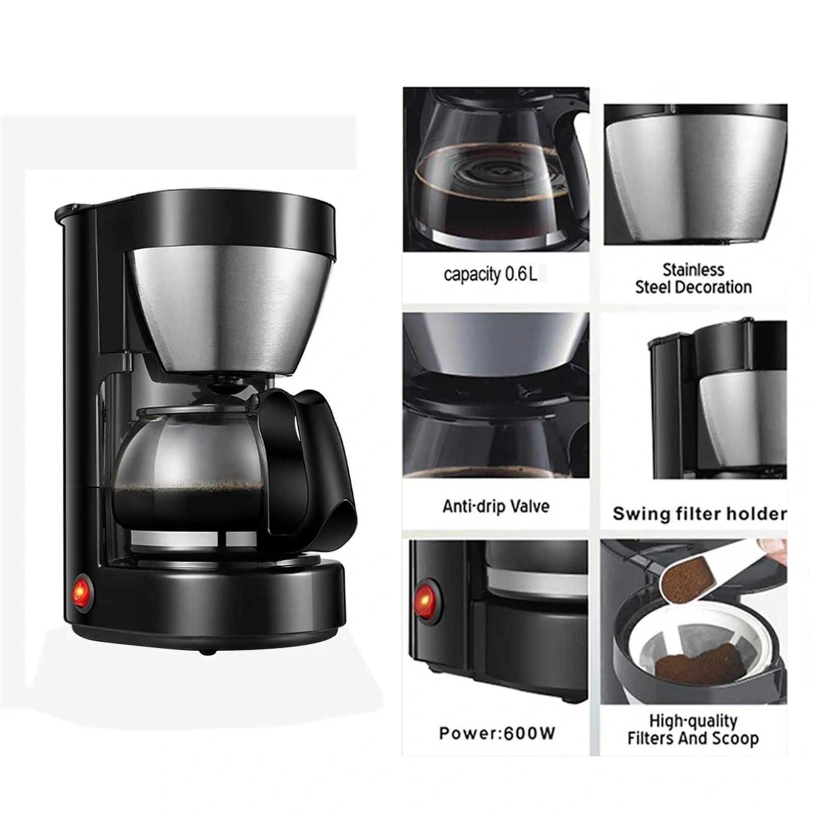 Amazon.co.jp : コーヒーメーカー 電動ドリップコーヒーメーカー600W